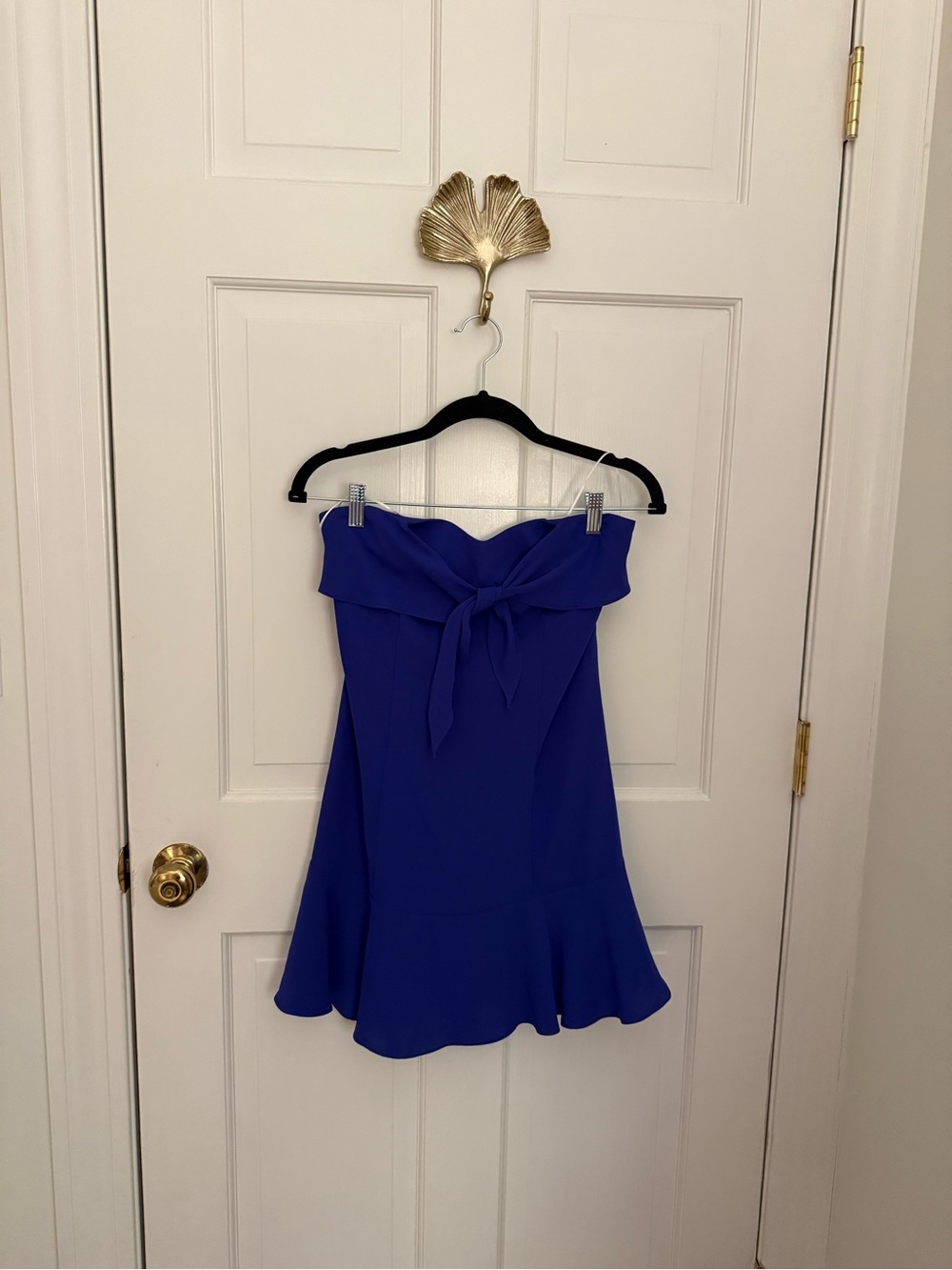 Amanda Uprichard Royal Blue Strapless Mini Dress with Front Tie